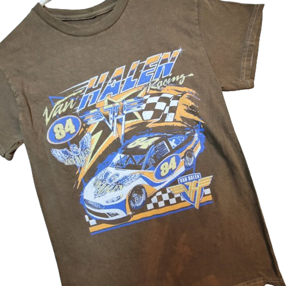 Van Halen Tee Shirt Men's Retro 80s Graphic Burnout Green Size Small - FLAW